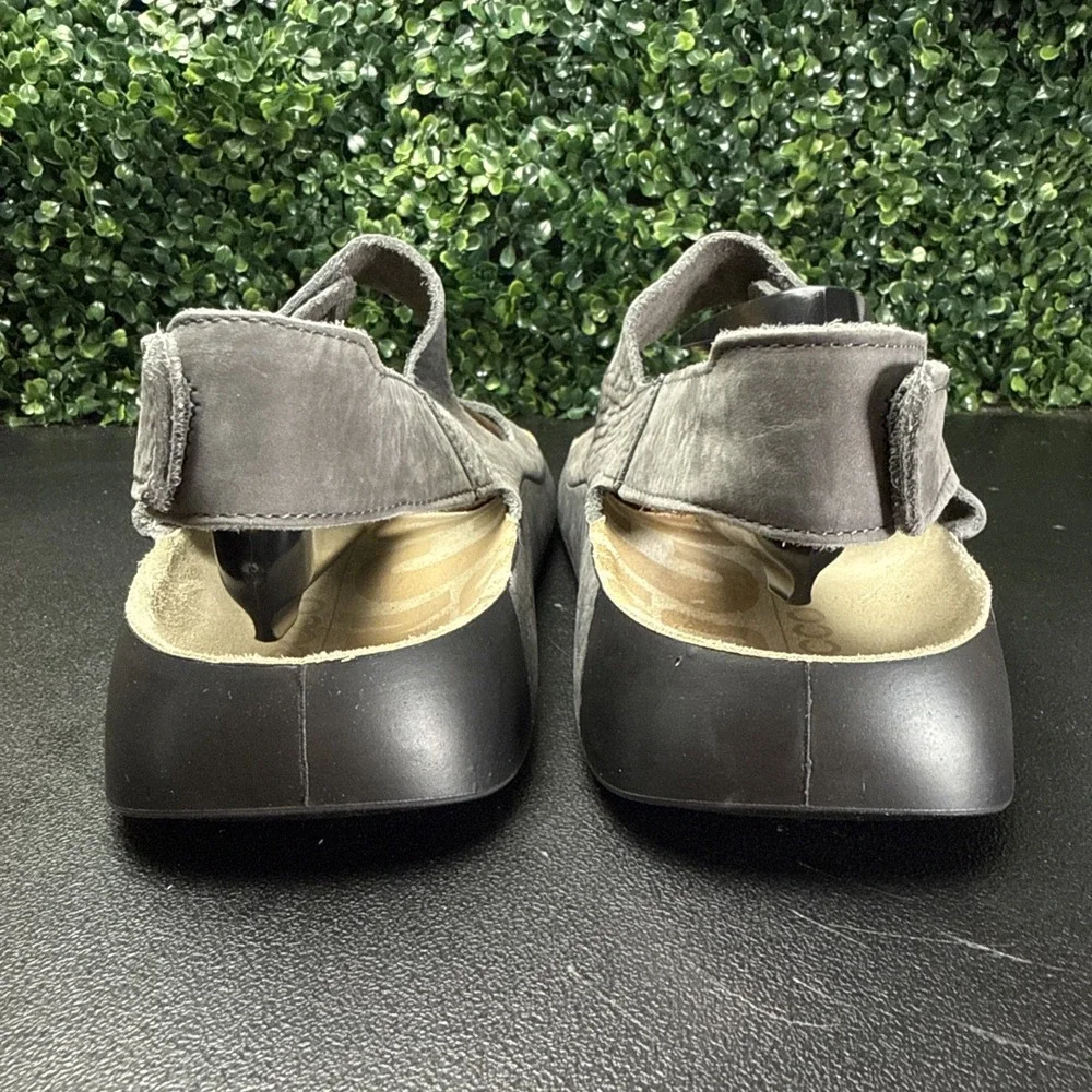 Ecco Leather Sandals Mens Size 13 Grey Adjustable Straps